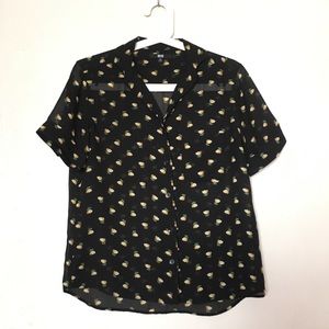 UNIQLO flower print sheer shirt